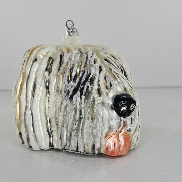 Slavic Treasures Old English Sheepdog Blown Glass Ornament Poland Hard to Find - Picture 7 of 10